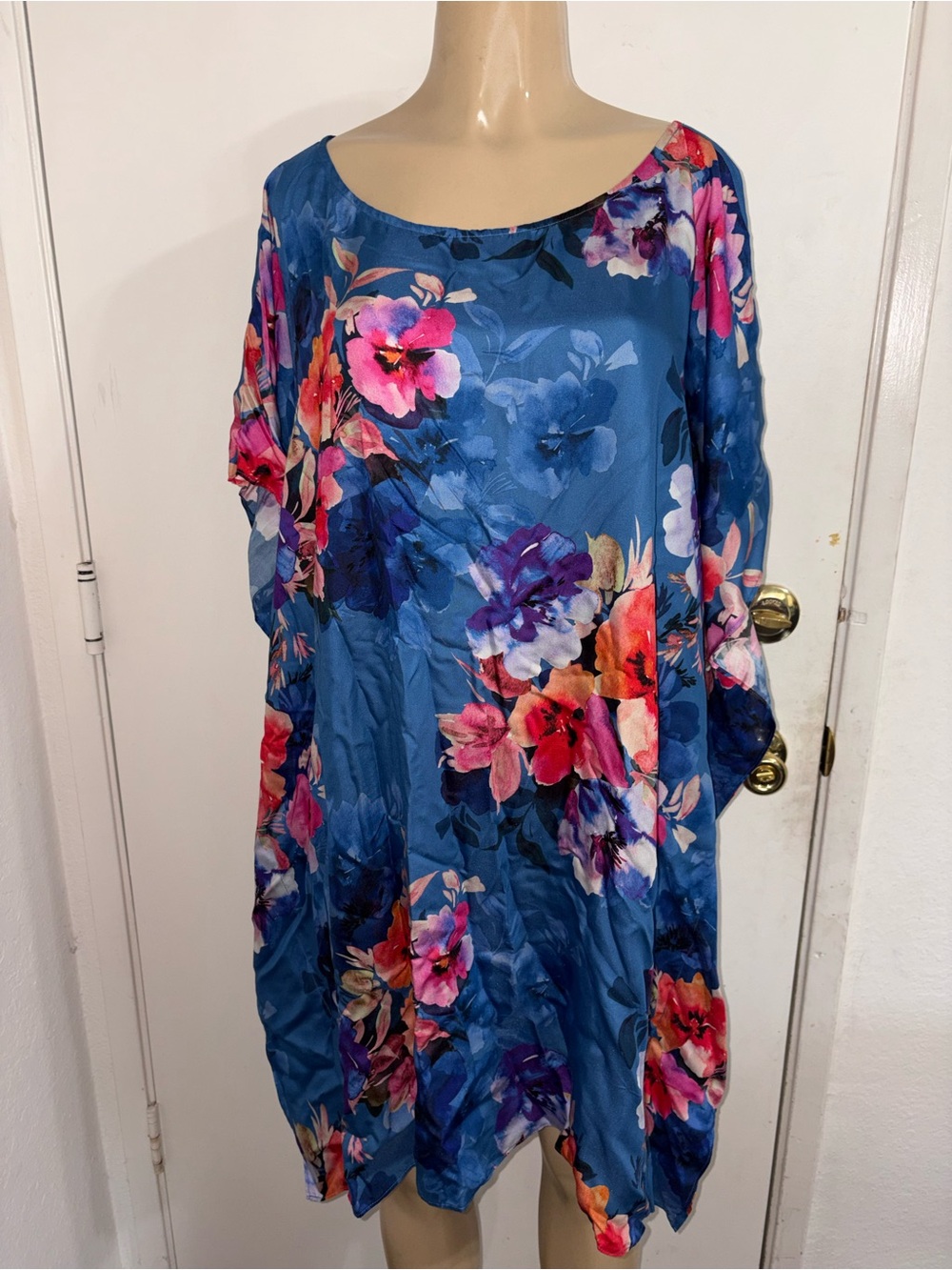 blue floral kaftan is a Johnny Was "Summer Days" dress Plus Size NWT